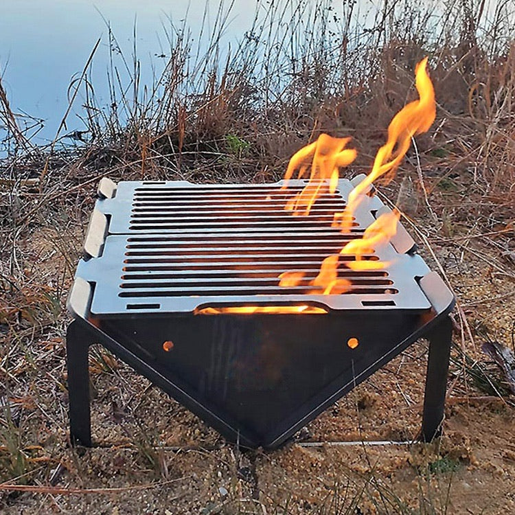 Flat Pack Camping Grill And Fire Pit
